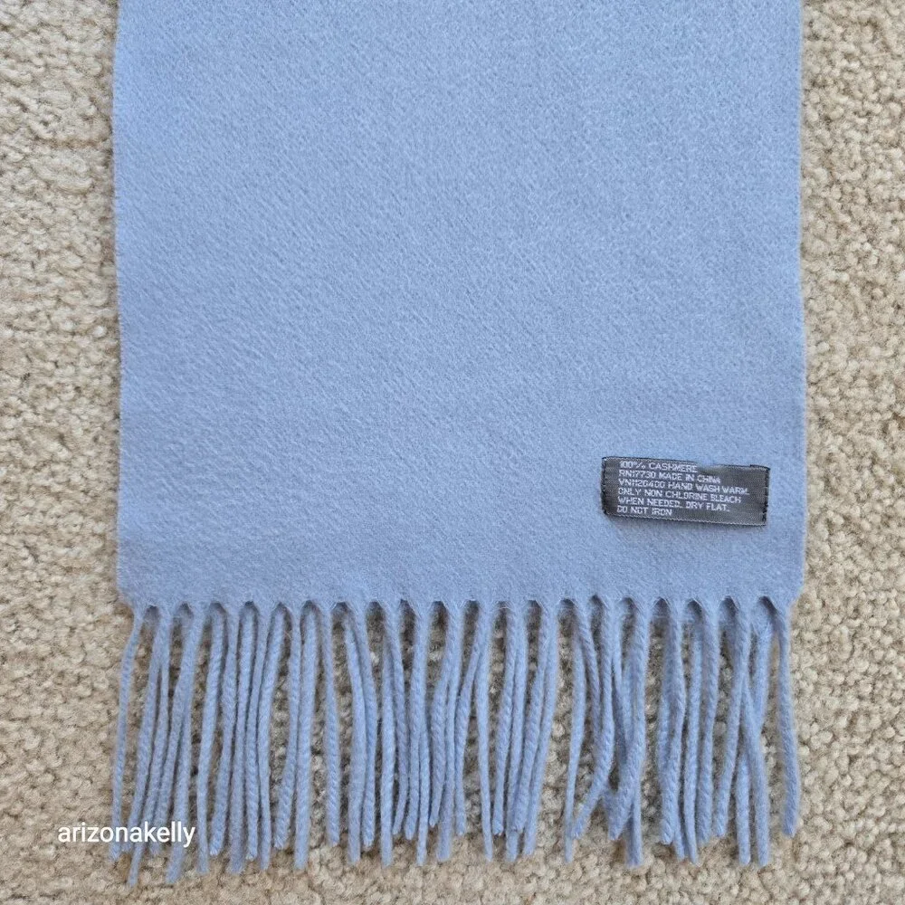 Blue Cashmere Fringe Scarf Sky Blue Baby Blue Pastel